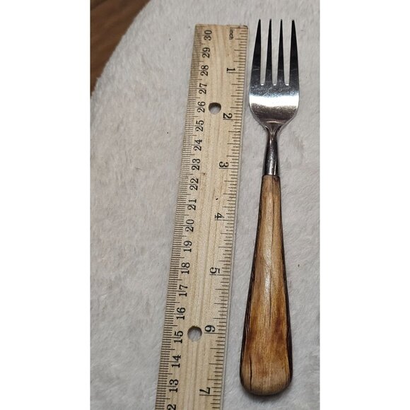 Aspen Trend Pacific Vintage Silverware Set Wood Handle Light & Dark Grain 13 PC - Picture 7 of 14